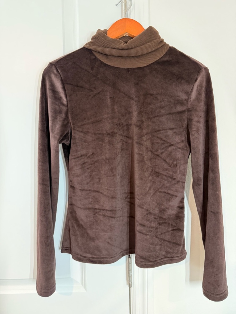 Brown Velvet-Look Turtleneck Long Sleeve Top NWOT